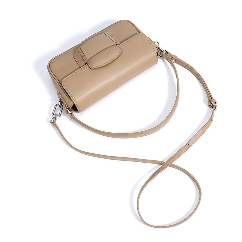 Women's Genuine Leather Small Square Flap Crossbody Bag