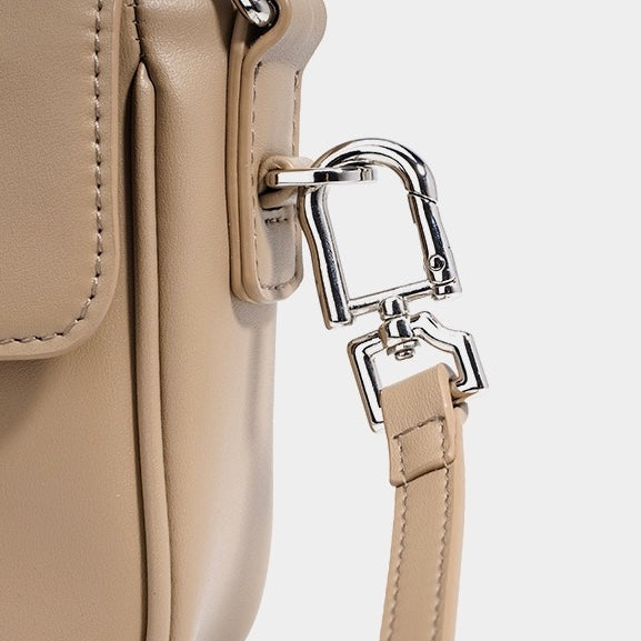 Women's Genuine Leather Small Square Flap Crossbody Bag