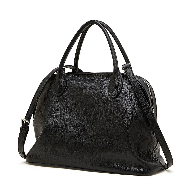 Women's Genuine Leather Grained Dome Bowling Bag