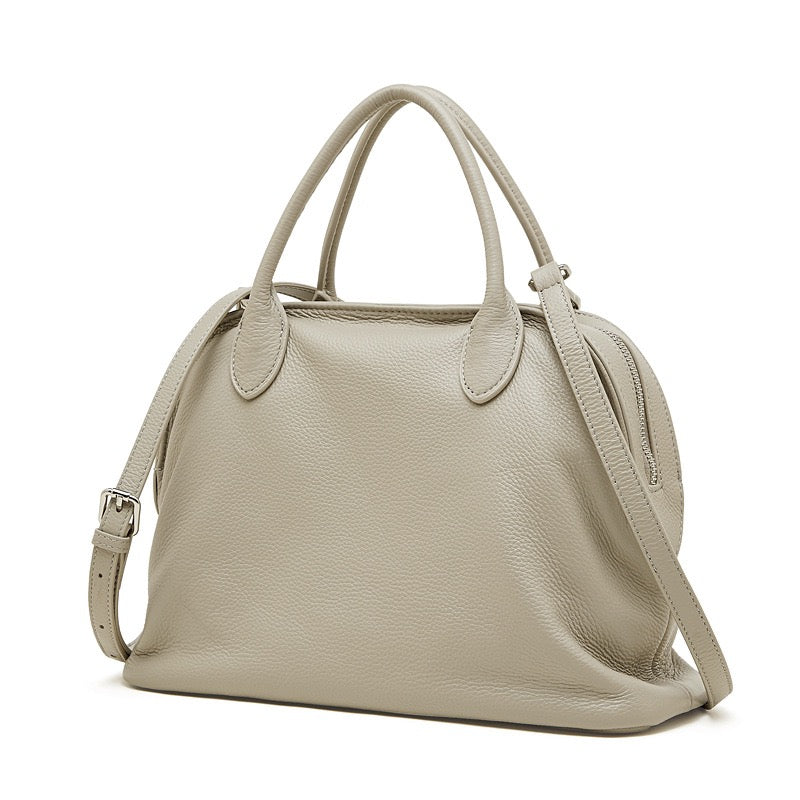 Women's Genuine Leather Grained Dome Bowling Bag
