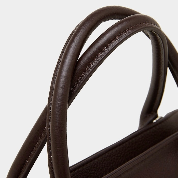 Women's Genuine Leather Grained Dome Bowling Bag