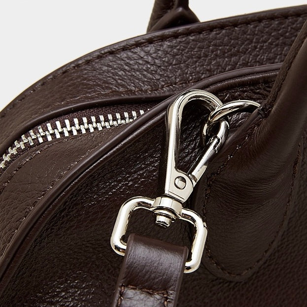 Women's Genuine Leather Grained Dome Bowling Bag