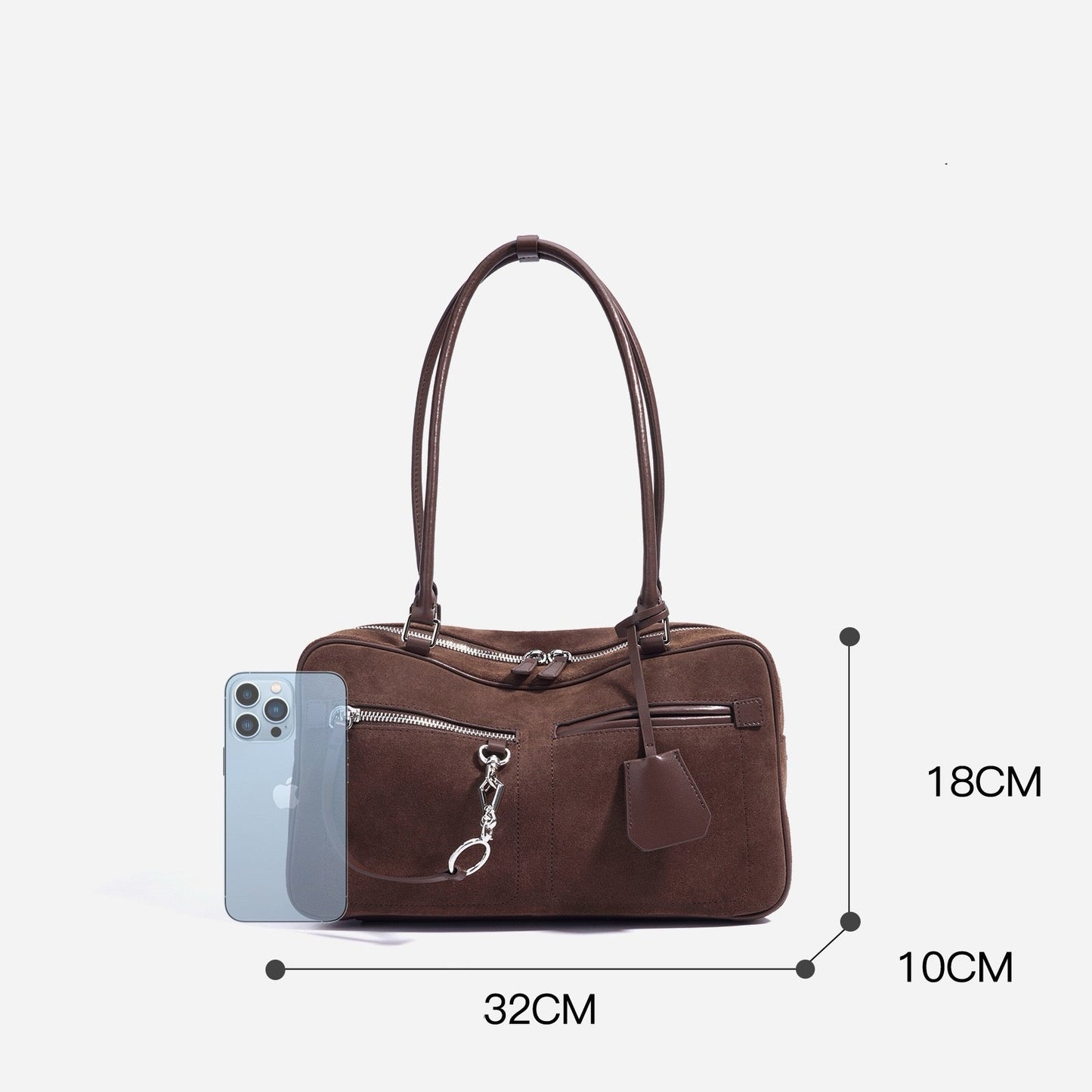 Women's Genuine Leather Pillow Shoulder Bag with Zipper Pocket