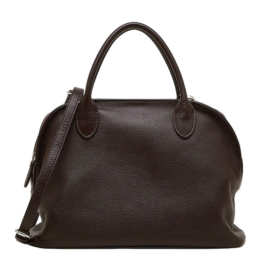 Women's Genuine Leather Grained Dome Bowling Bag