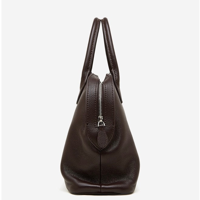 Women's Genuine Leather Grained Dome Bowling Bag