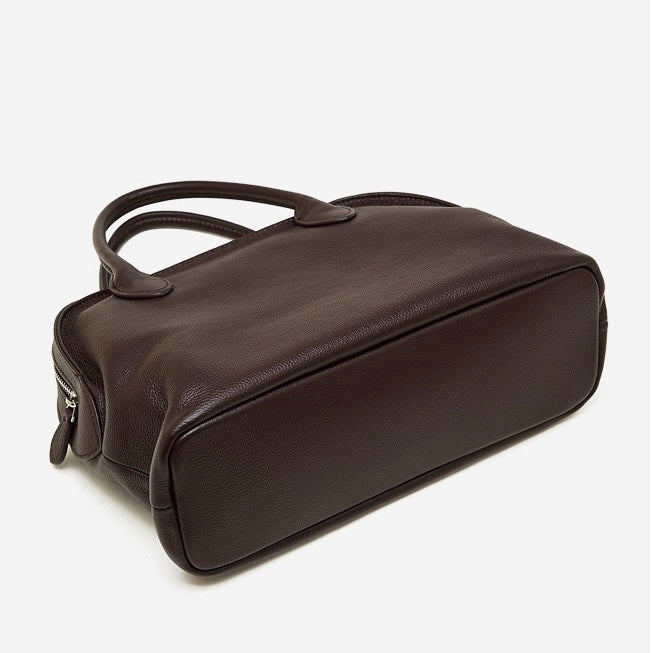 Women's Genuine Leather Grained Dome Bowling Bag