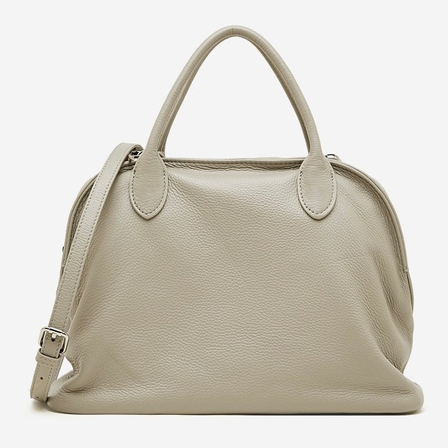 Women's Genuine Leather Grained Dome Bowling Bag