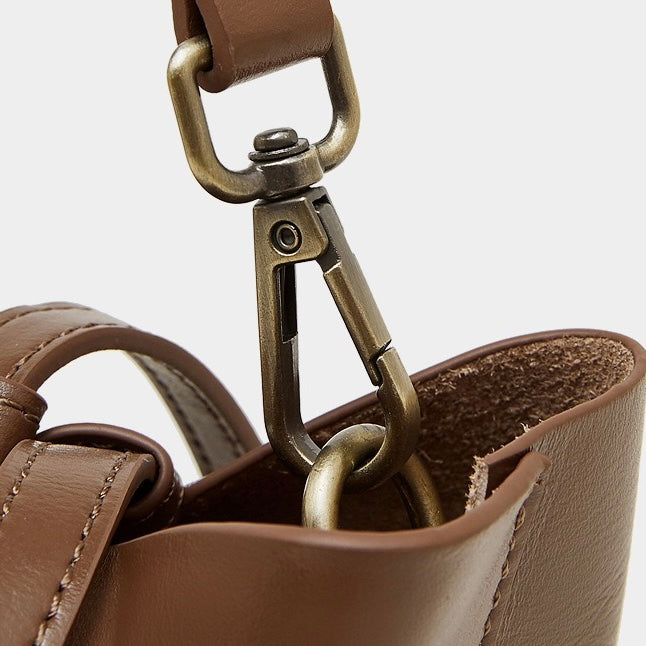 Women's Genuine Leather Flap Shoulder Tote with Dual Straps