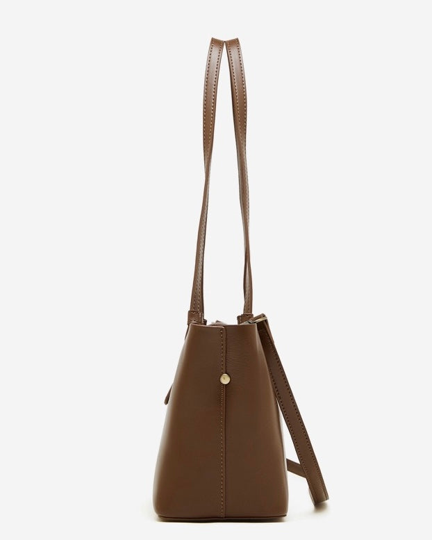 Women's Genuine Leather Flap Shoulder Tote with Dual Straps