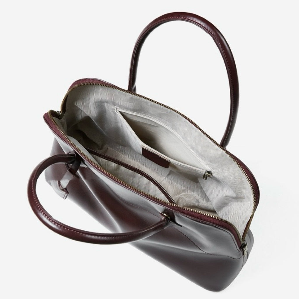 Women's Genuine Leather Dome Satchel with Tassel Detail