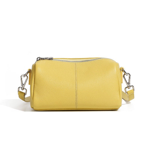 Women's Genuine Leather Soft Cylinder Clutch Bag