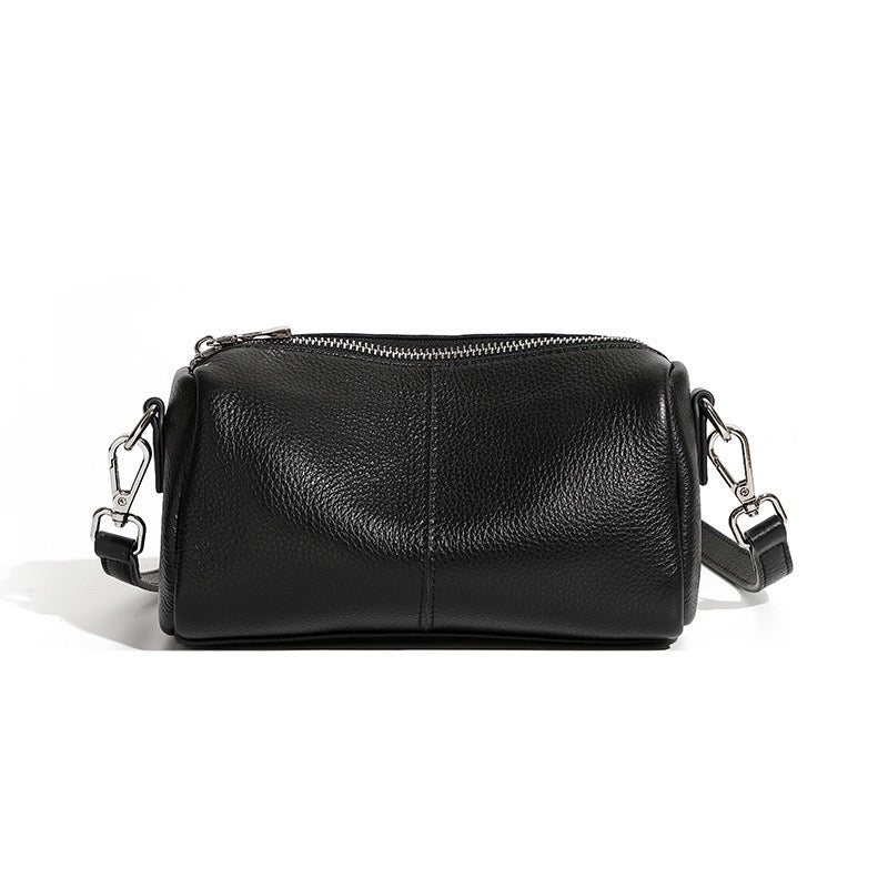 Women's Genuine Leather Soft Cylinder Clutch Bag