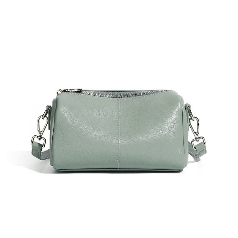 Women's Genuine Leather Soft Cylinder Clutch Bag
