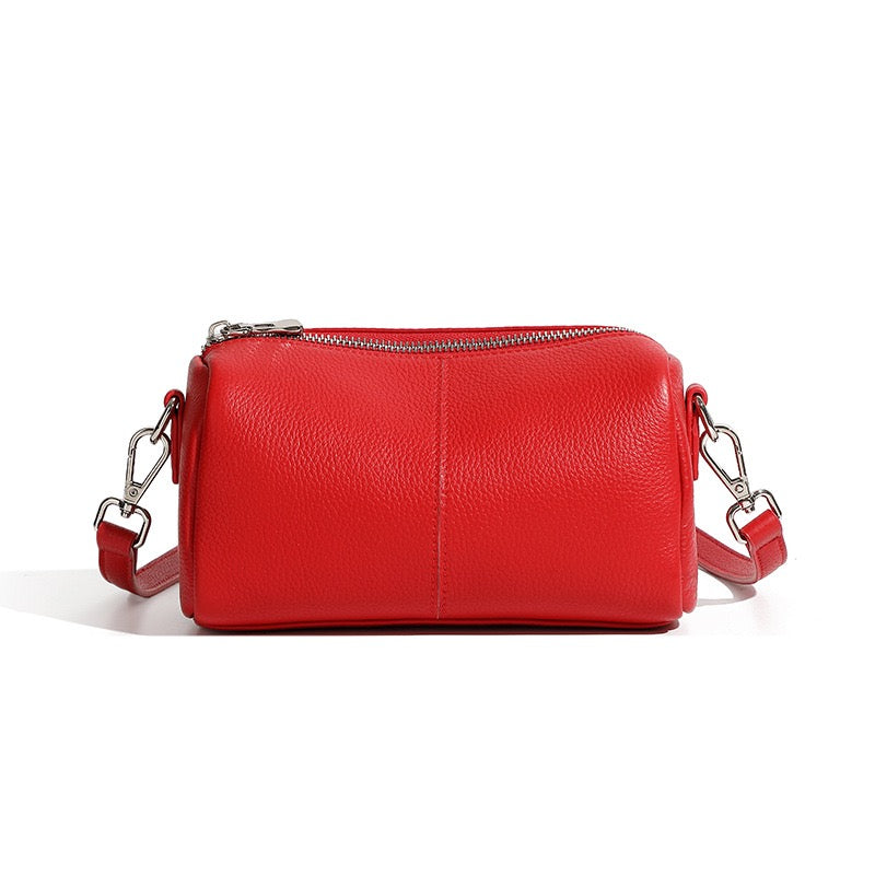 Women's Genuine Leather Soft Cylinder Clutch Bag