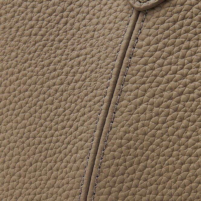 Women's Genuine Leather Pebbled Bucket Bag with Mini Pouch