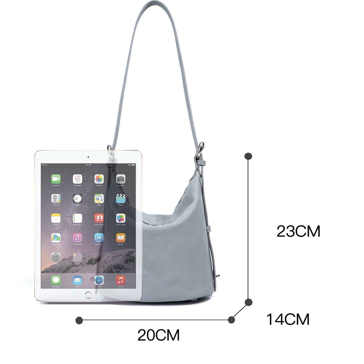 Women's Genuine Leather Soft Pleated Bucket Crossbody Bag