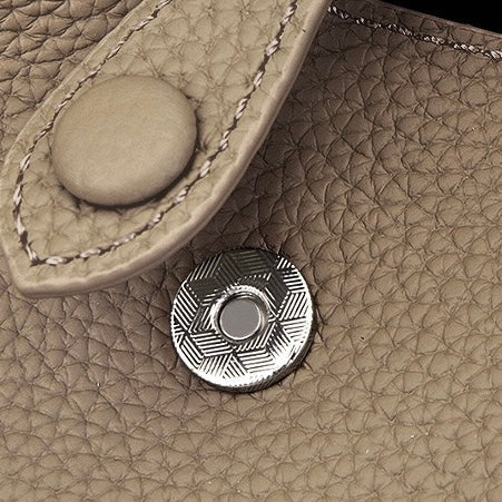 Women's Genuine Leather Pebbled Bucket Bag with Mini Pouch