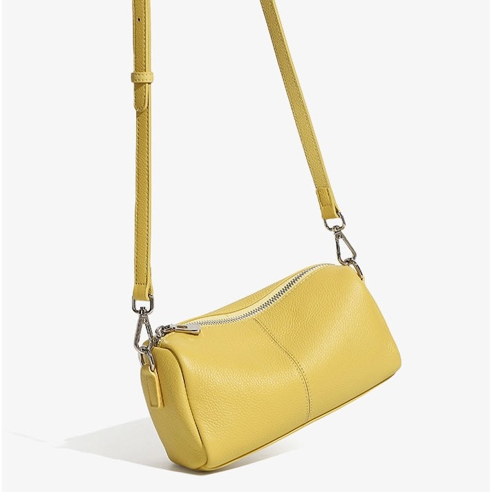 Women's Genuine Leather Soft Cylinder Clutch Bag