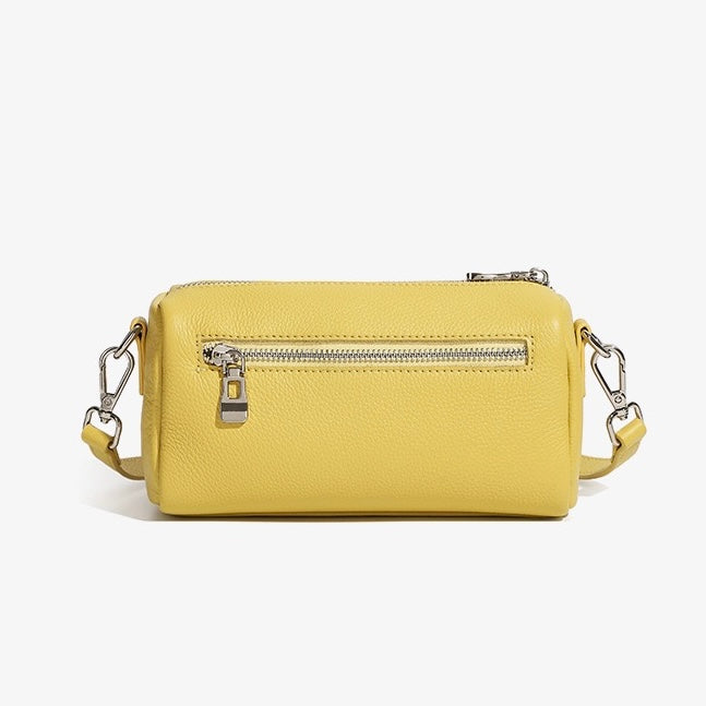 Women's Genuine Leather Soft Cylinder Clutch Bag