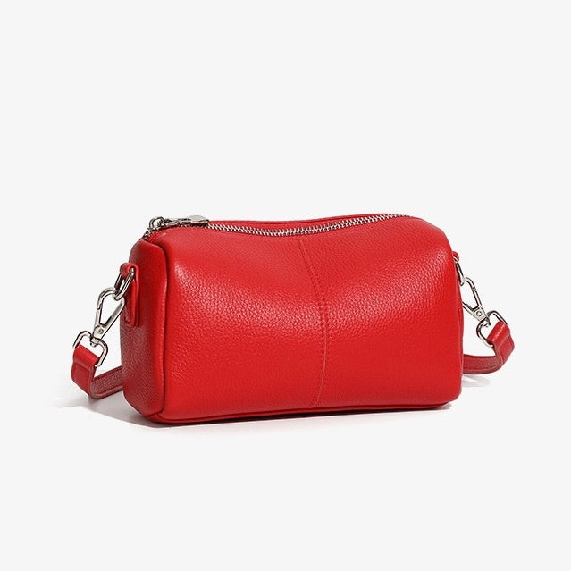 Women's Genuine Leather Soft Cylinder Clutch Bag