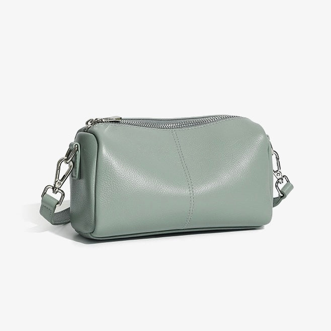 Women's Genuine Leather Soft Cylinder Clutch Bag
