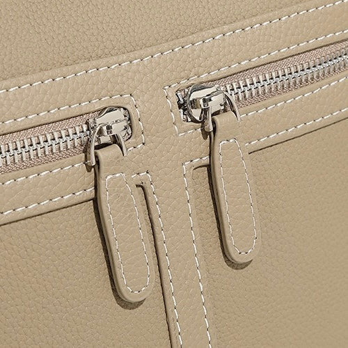 Women's Genuine Leather Structured Bucket Bag with Magnetic Closure