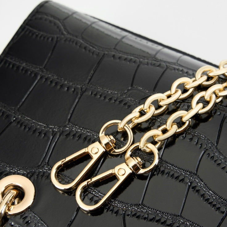 Women's Genuine Leather Croc Embossed Top Handle Handbag