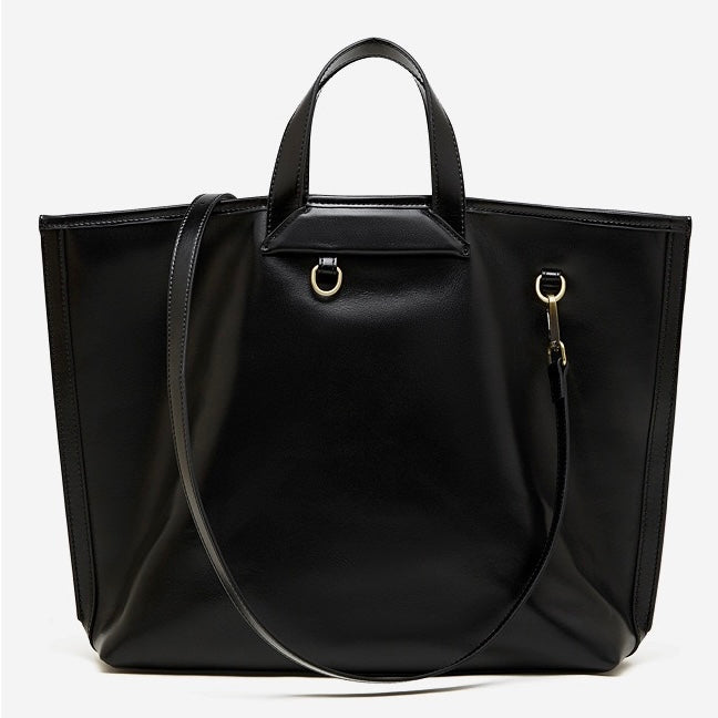 Women's Full-Grain Cowhide Tote with Polished Metal Hardware