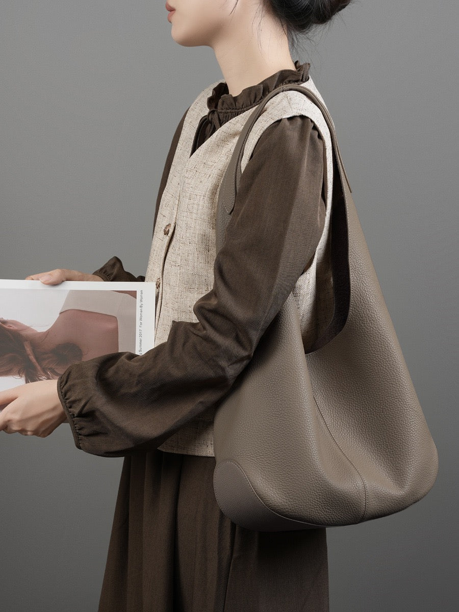 Women's Genuine Leather Soft Hobo Shoulder Tote Bag