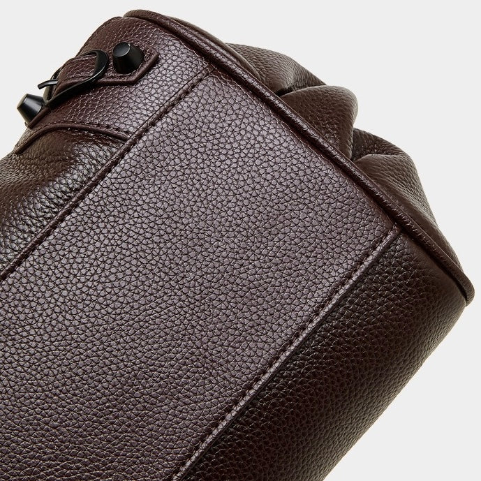 Women's Genuine Leather Rivet Detail Slouchy Shoulder Bag