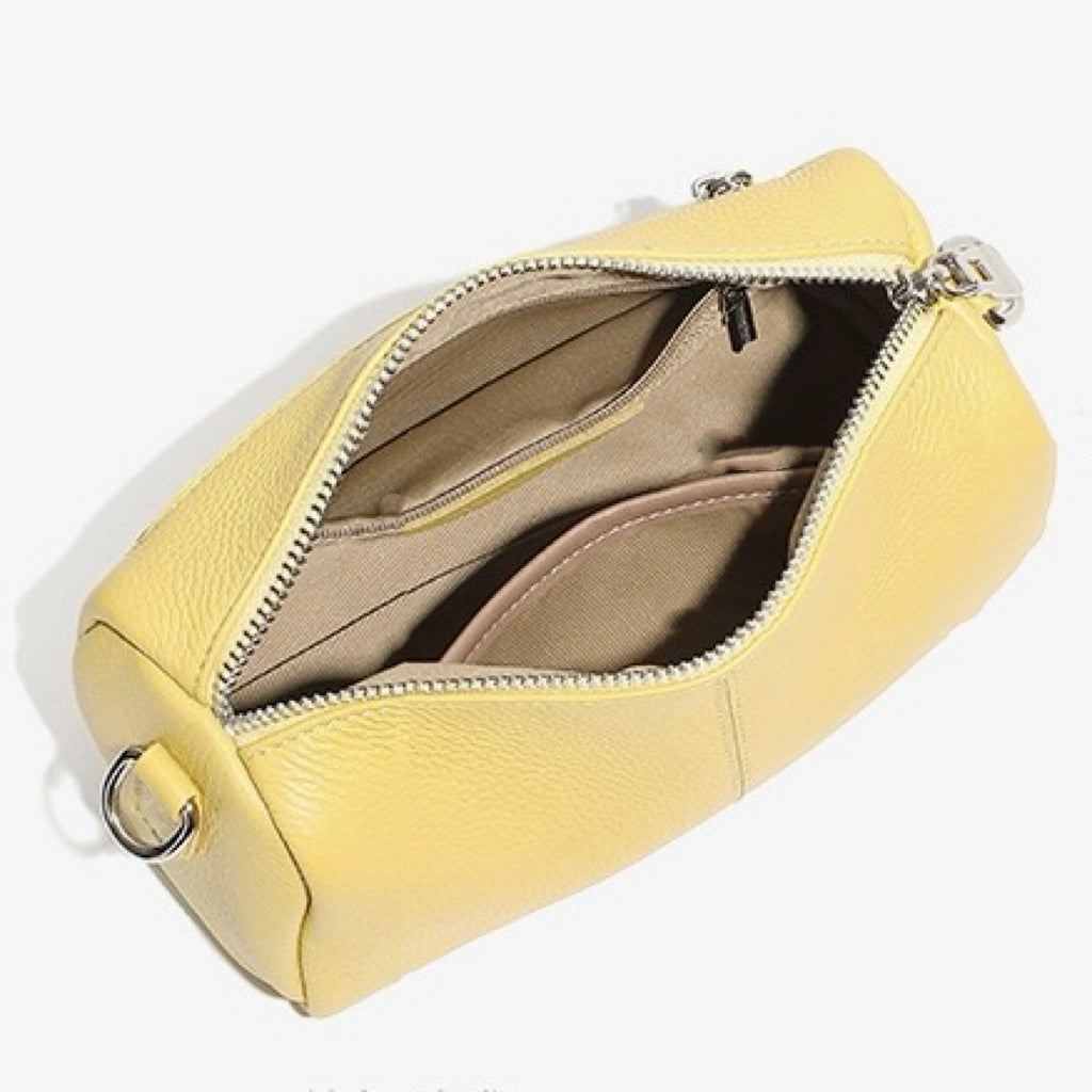 Women's Genuine Leather Soft Cylinder Clutch Bag
