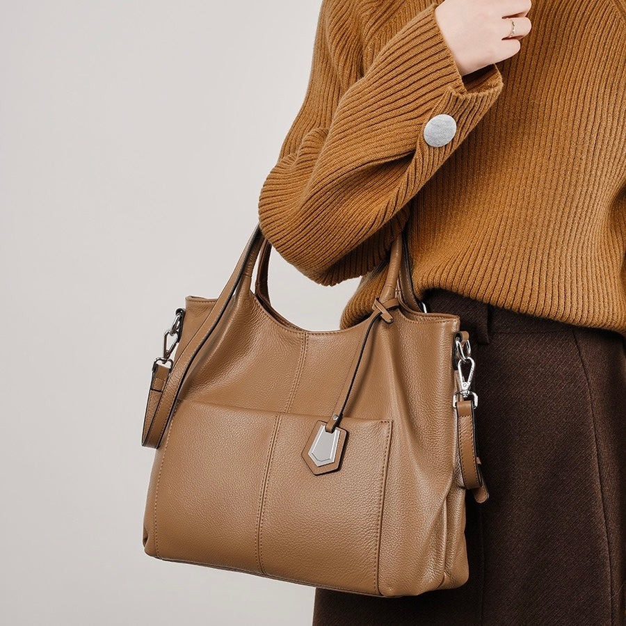 Women's Genuine Leather Large Capacity Tote Shoulder Bag