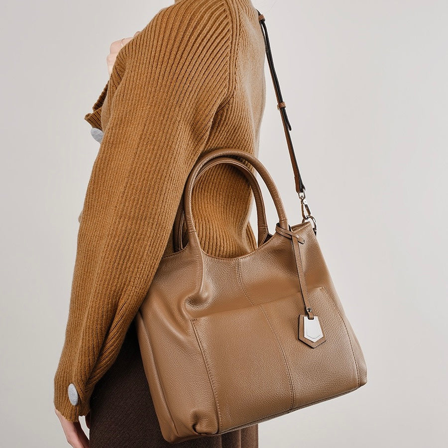 Women's Genuine Leather Large Capacity Tote Shoulder Bag