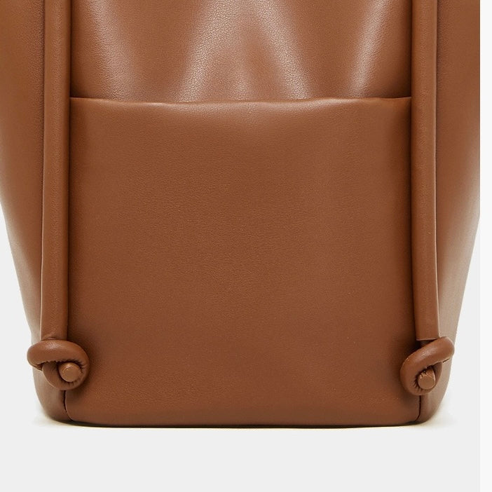 Women's Genuine Leather Knot Detail Bucket Shoulder Bag