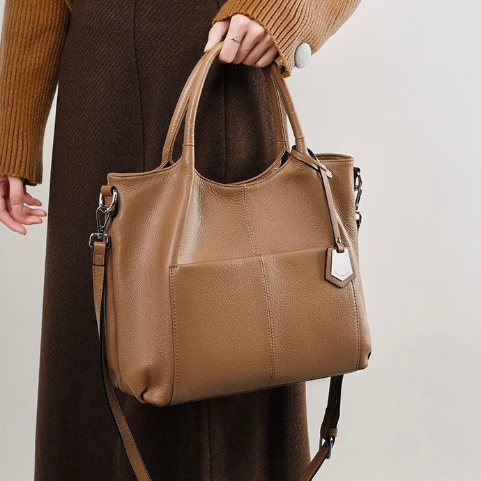 Women's Genuine Leather Large Capacity Tote Shoulder Bag