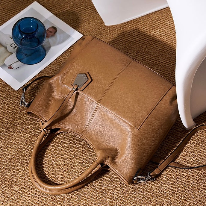 Women's Genuine Leather Large Capacity Tote Shoulder Bag