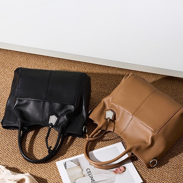 Women's Genuine Leather Large Capacity Tote Shoulder Bag