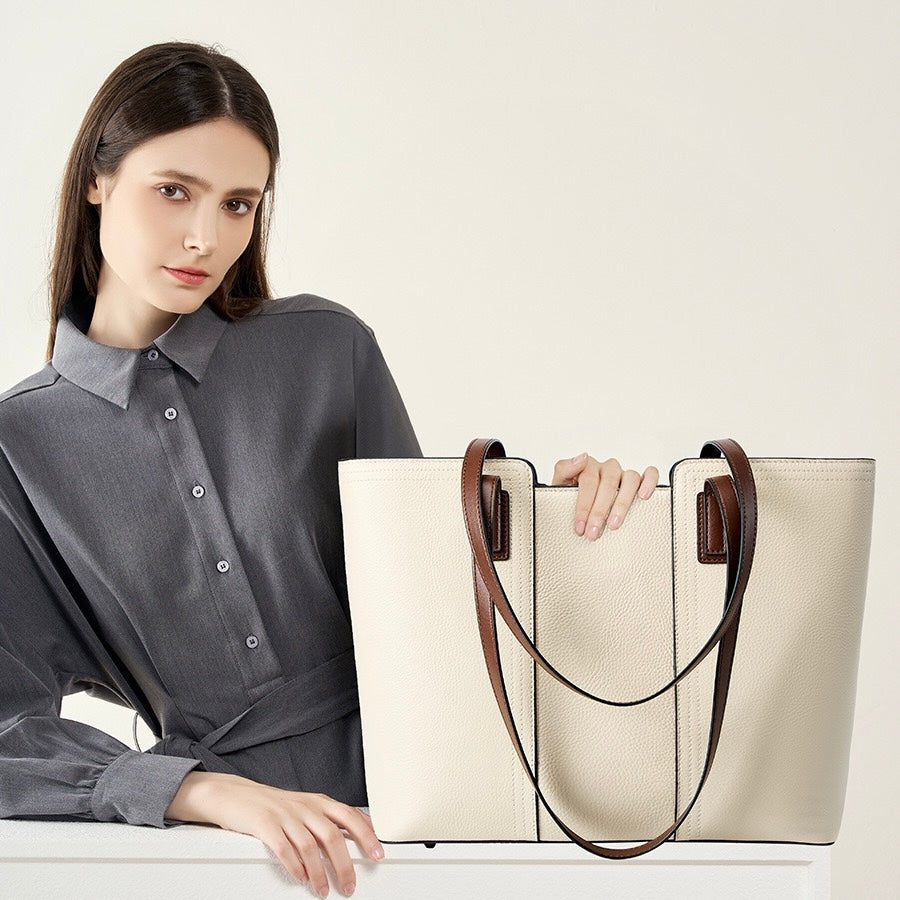 Women's Genuine Leather Large Capacity Tote Shoulder Bag