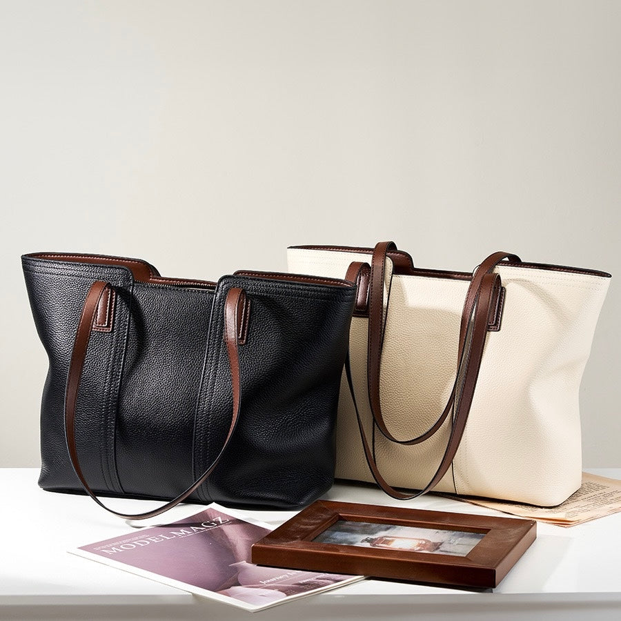 Women's Genuine Leather Large Capacity Tote Shoulder Bag
