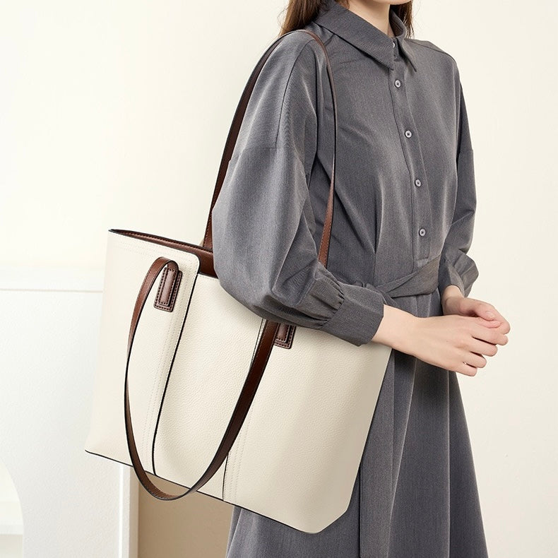 Women's Genuine Leather Large Capacity Tote Shoulder Bag