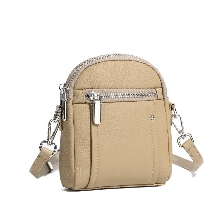 Women's Genuine Leather Mini Phone Crossbody Bag with Zipper