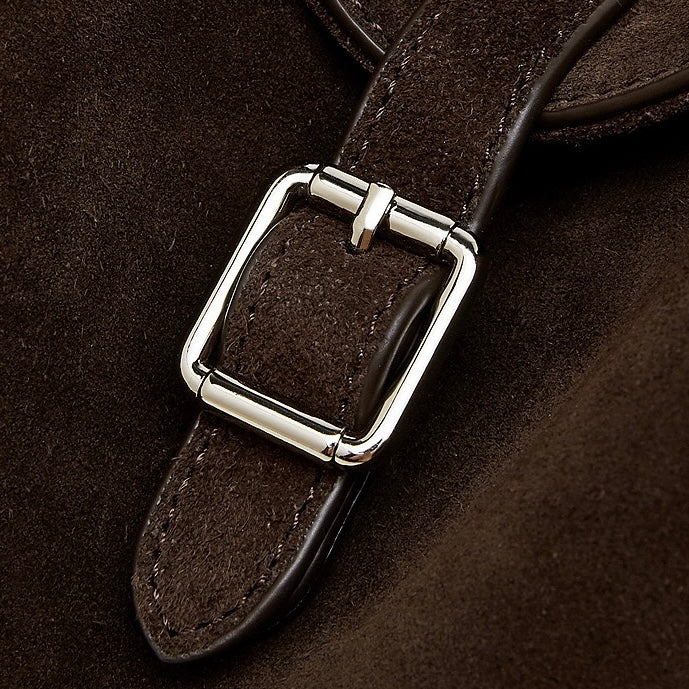 Women's Suede Leather Buckle Accent Shoulder Bag