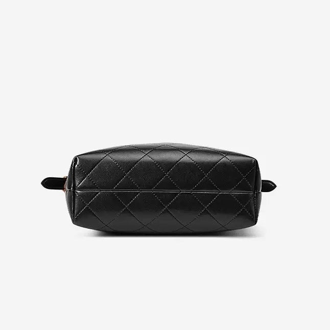 Women's Genuine Leather Suede Colorblock Chain Bucket Bag