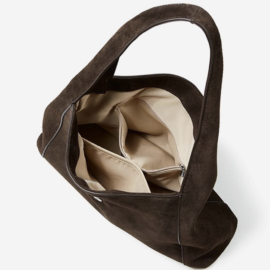 Women's Suede Leather Buckle Accent Shoulder Bag