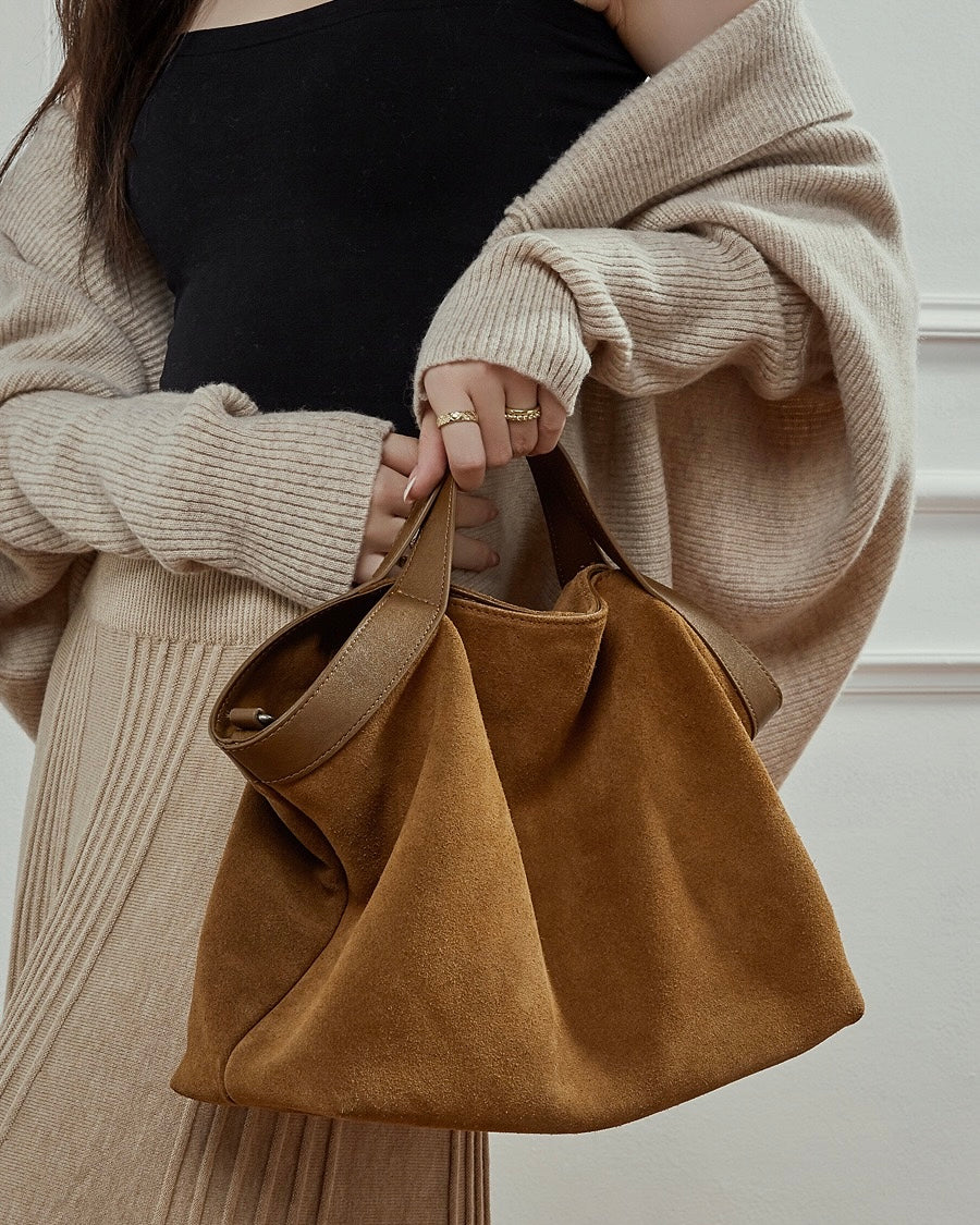 Women's Cowhide Patchwork Tote with Dual Shoulder Straps