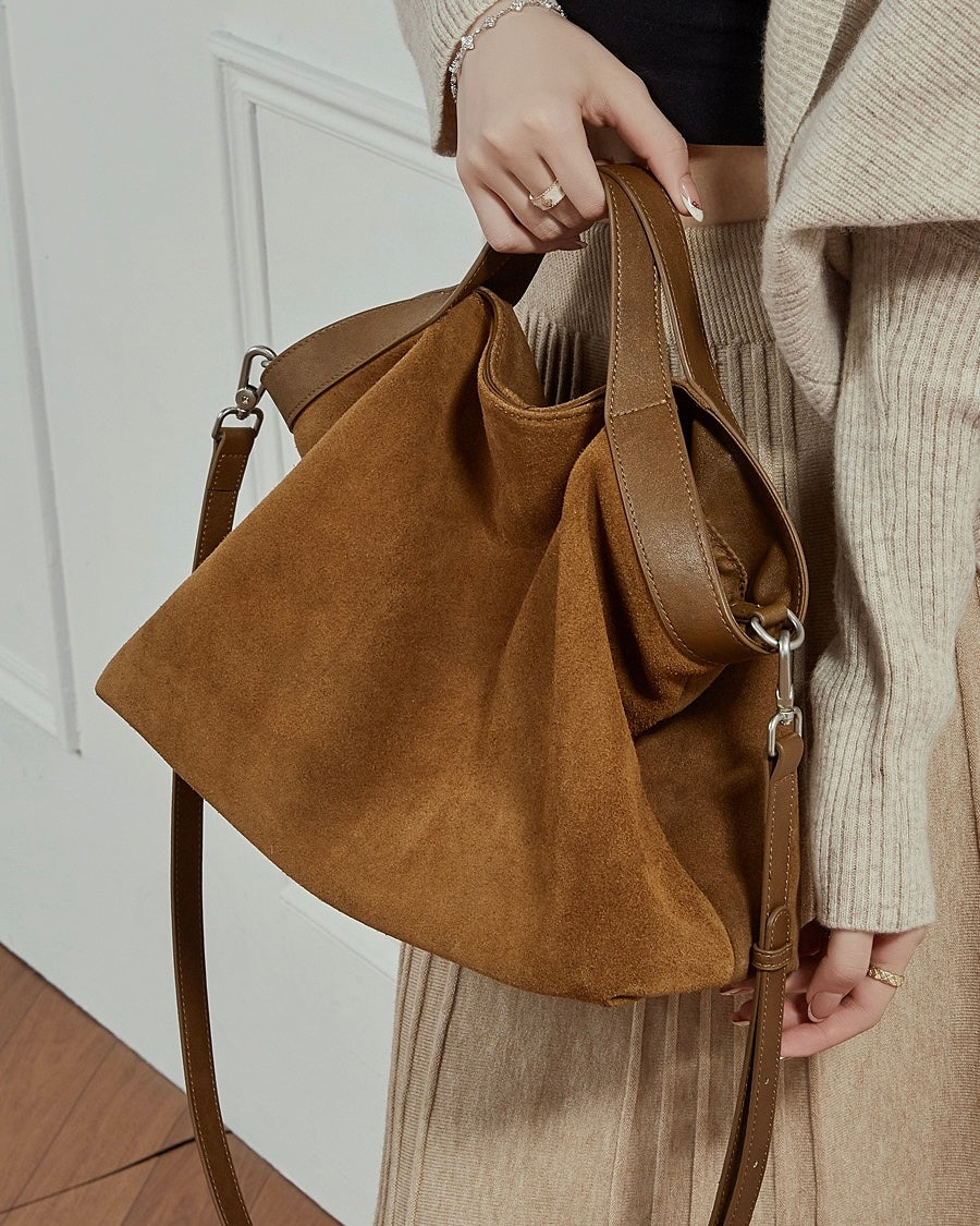 Women's Cowhide Patchwork Tote with Dual Shoulder Straps