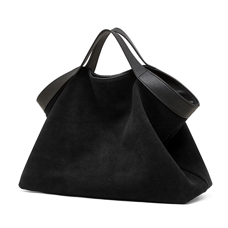 Women's Cowhide Patchwork Tote with Dual Shoulder Straps