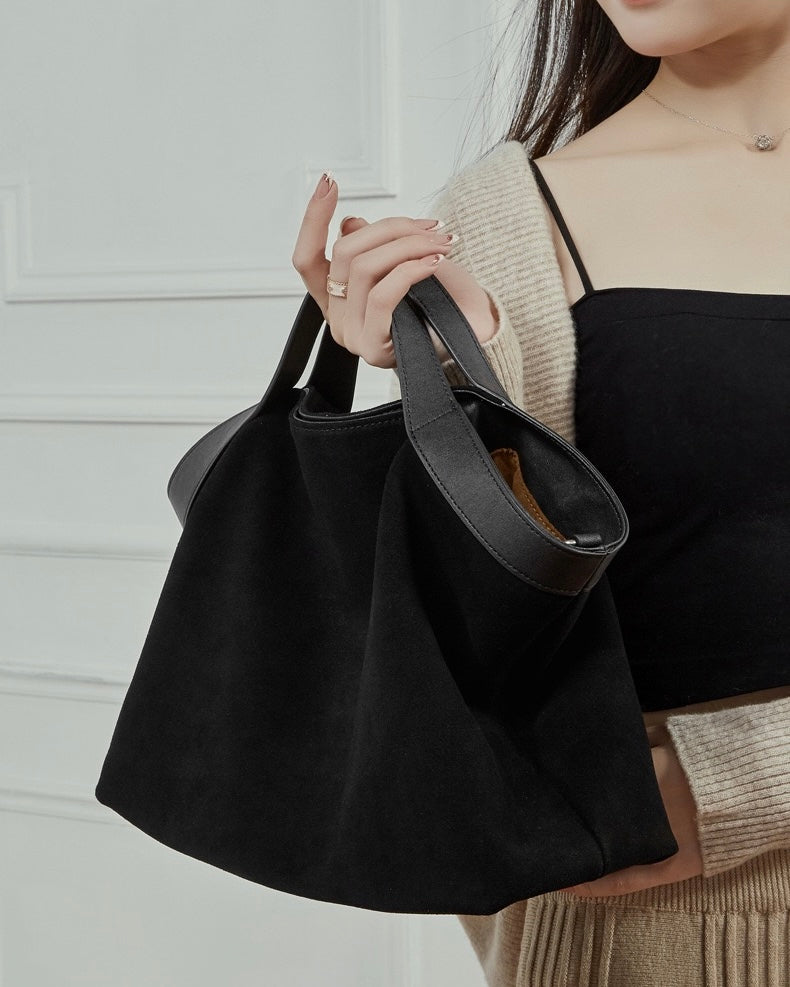 Women's Cowhide Patchwork Tote with Dual Shoulder Straps