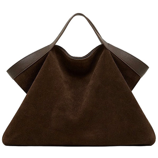Women's Cowhide Patchwork Tote with Dual Shoulder Straps