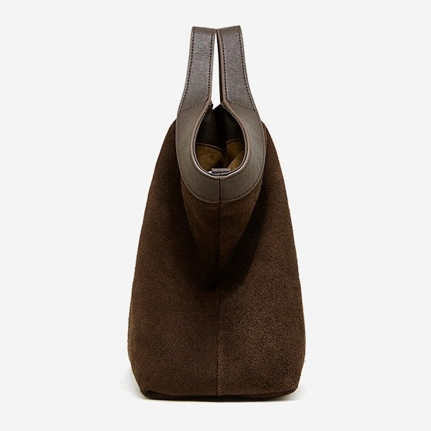 Women's Cowhide Patchwork Tote with Dual Shoulder Straps